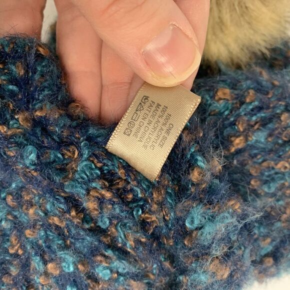 Look by M New York Womens Knit Winter Pompom Hat Beanie One Size Blue Purple - Picture 3 of 4